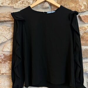CeCe Black Ruffle Sleeve Blouse